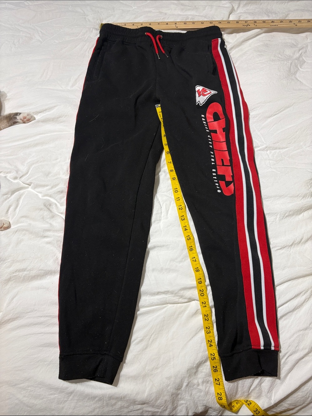NFL Black Joggers with Red & White Side Stripes and Chiefs Logo